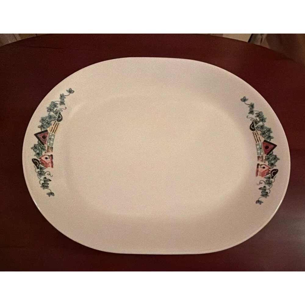 Corelle Garden Home 12 In Platter Birdhouses Serving Plate. Good Pre Owned Cond!